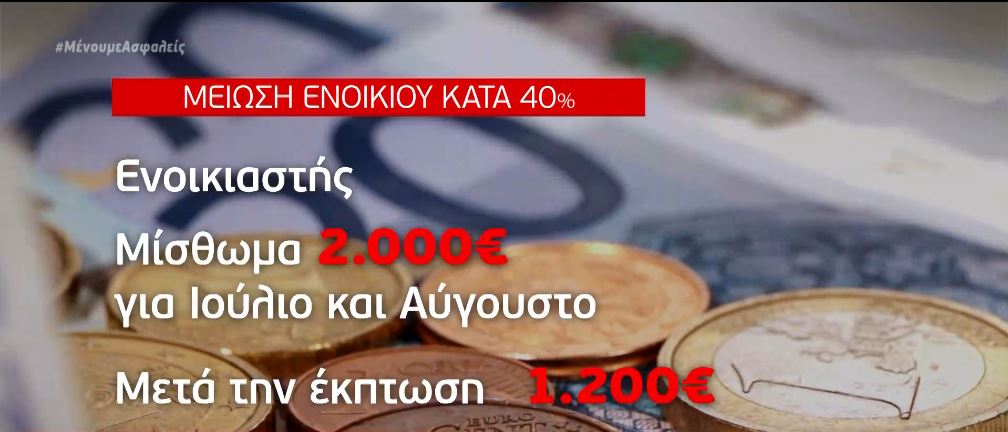 Παράταση της μείωσης ενοικίου 40% για Ιούλιο και Αύγουστο