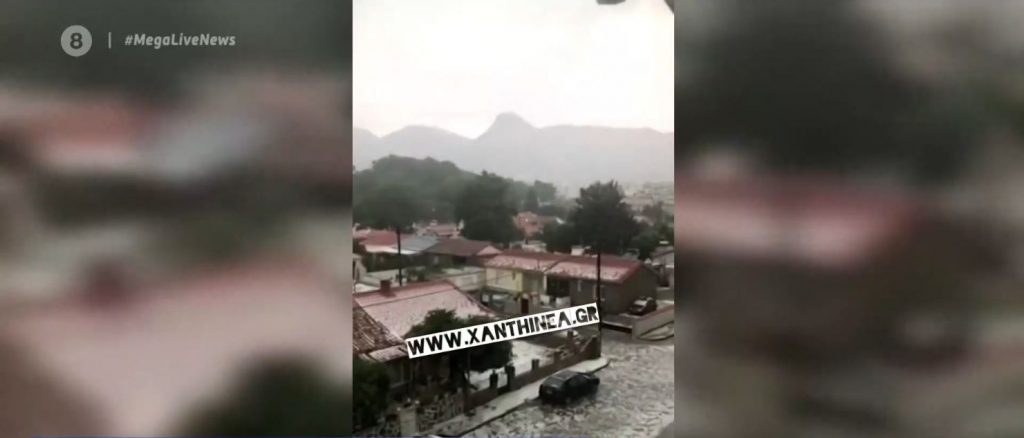 Ξάνθη: Ισχυρή καταιγίδα & χαλάζι – «Βούλιαξαν» δρόμοι
