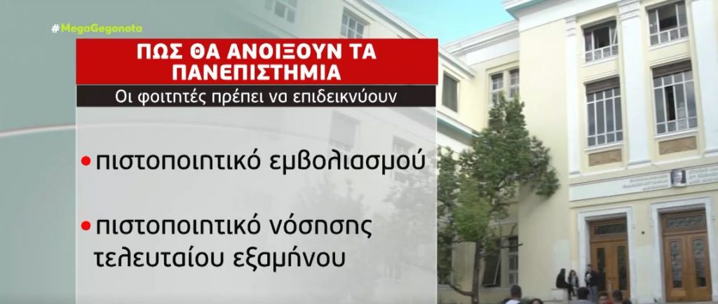Πανεπιστήμια – Πόσα rapid test απαιτούνται για τους ανεμβολίαστους – Όλα τα μέτρα για τη διά ζώσης λειτουργία