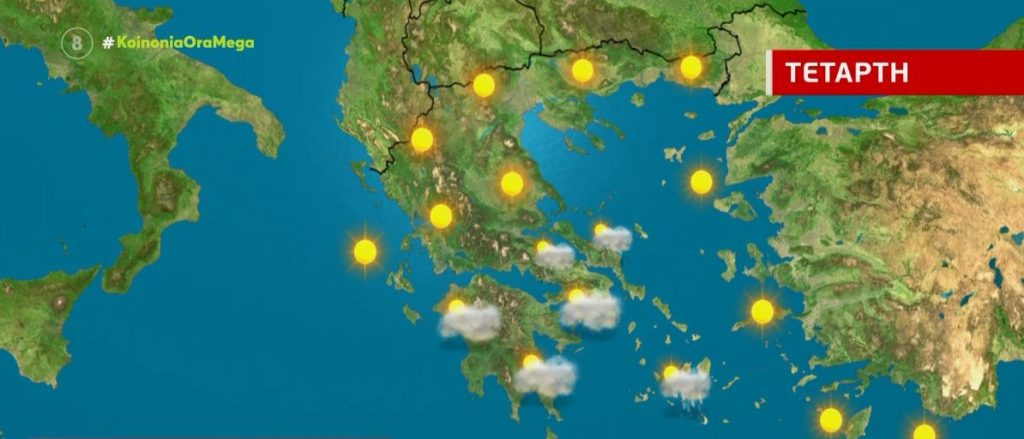 Ηλιοφάνεια σήμερα & η θερμοκρασία σε πτώση