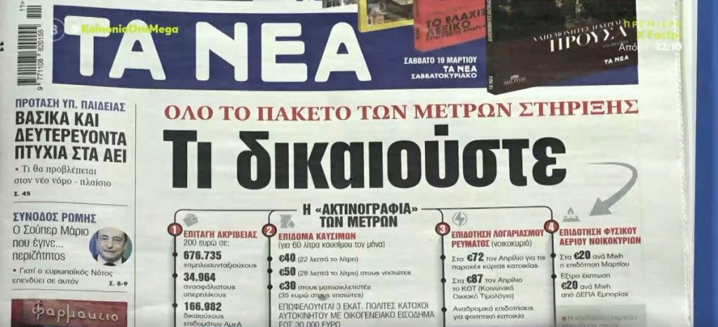 Τα πρωτοσέλιδα των εφημερίδων σήμερα