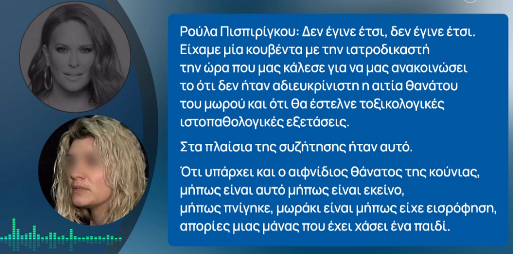 Ρούλα Πισπιρίγκου: «Δεν ήξερα τι είναι η κεταμίνη, δεν έχω πρόσβαση, υπήρχε στο Παίδων»