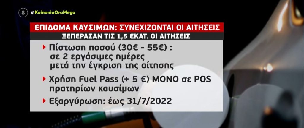 Επίδομα καυσίμων: Σε μία βδομάδα ξεπέρασαν τις 1,5 εκατομμύριο οι αιτήσεις