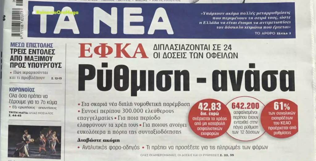 Τα πρωτοσέλιδα των εφημερίδων σήμερα