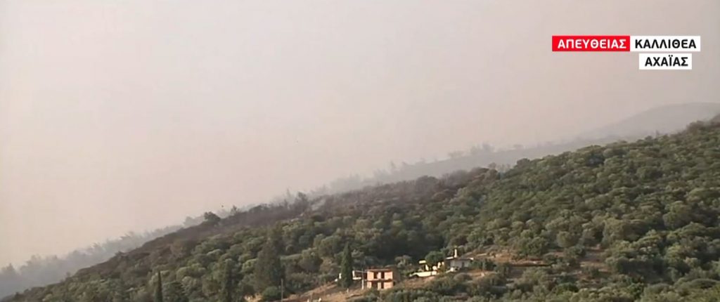 Φωτιά στην Καλλιθέα Αχαΐας: Εκκενώθηκαν τα χωριά Πλατανόβρυση και Αγία Παρασκευή