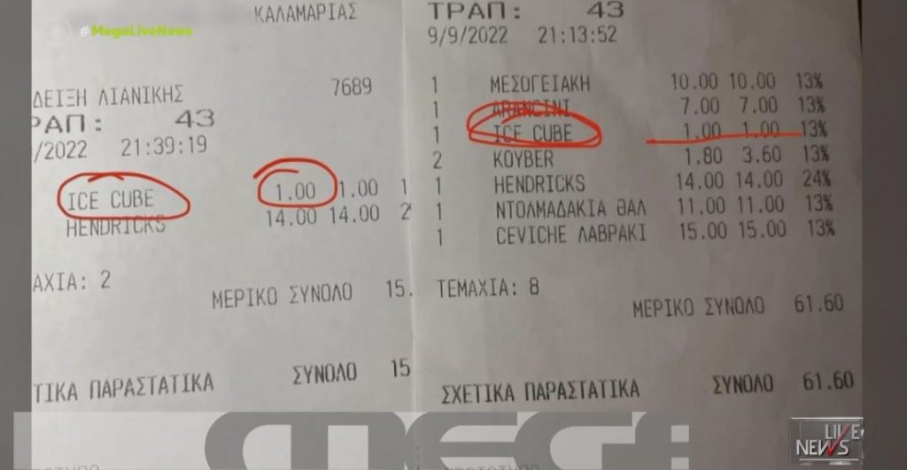 Θεσσαλονίκη: Εστιατόριο χρεώνει τον πάγο στα ποτά