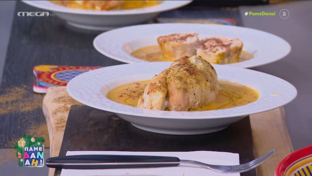 Ο Τίμος Ζαχαράτος ετοιμάζει γεμιστό κοτόπουλο με πουρέ κολοκύθας