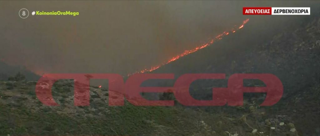 Φωτιά: Ολονύχτια μάχη με τις φλόγες στα Δερβενοχώρια – Ξεκίνησαν οι ρίψεις νερού από τα εναέρια μέσα