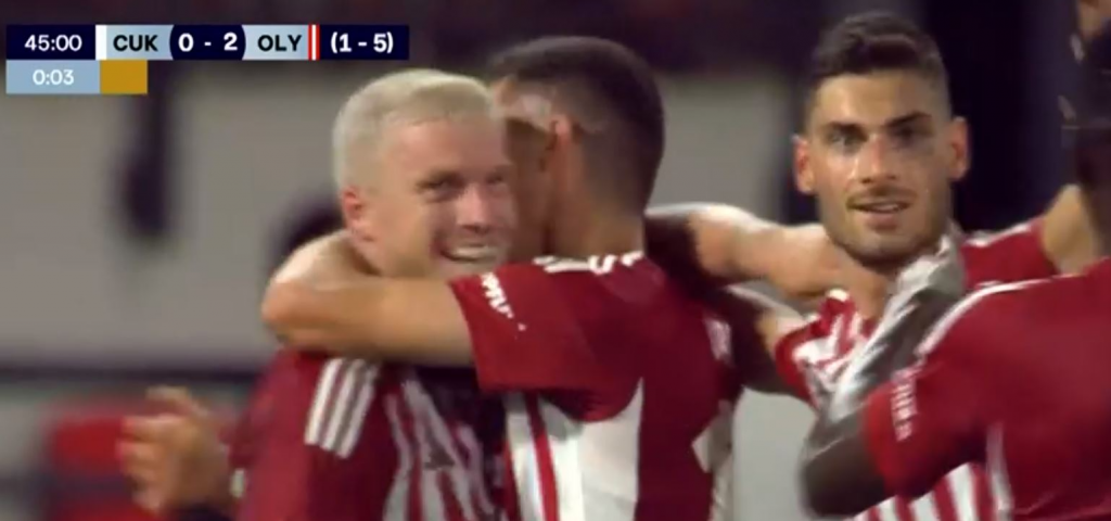 Τσουκαρίτσκι – Ολυμπιακός: Δεύτερο γκολ για τον Ολυμπιακό – Σκόρερ ο Μπιέλ στο φινάλε του πρώτου μέρους (0-2)