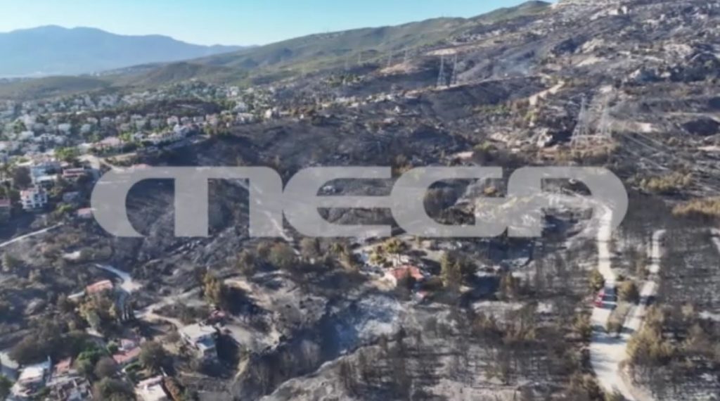 Φωτιά στην Αττική: Εικόνες αποκάλυψης κατέγραψε το drone του MEGA