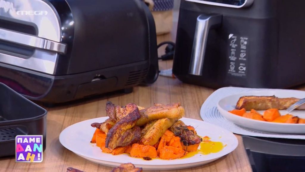 Ο Τίμος Ζαχαράτος μάς ετοιμάζει καραμελωμένη πανσέτα με μέλι και γλυκοπατάτες