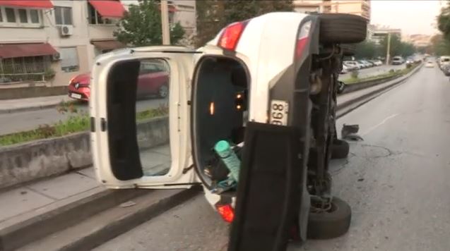 Θεσσαλονίκη: Ανατροπή ΙΧ στην Αγίων Πάντων – Σώος ο οδηγός