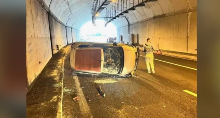 Τροχαίο για την Πηγή Δεβετζή – Τούμπαρε το ΙΧ της σε τούνελ της Εγνατίας Οδού