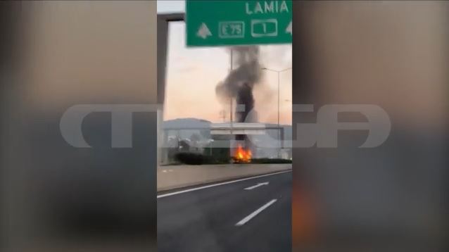 Εθνική Οδός Αθηνών Λαμίας: Φωτιά σε φορτηγό – MEGA ντοκουμέντο