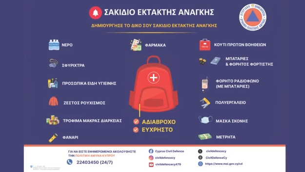 Κύπρος: Σε ετοιμότητα οι κάτοικοι στη Μεγαλόνησο – Το σακίδιο έκτακτης ανάγκης & οι οδηγίες στους πολίτες